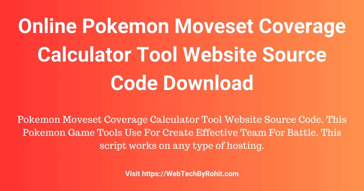 Pokemon Moveset Coverage Calculator Tool