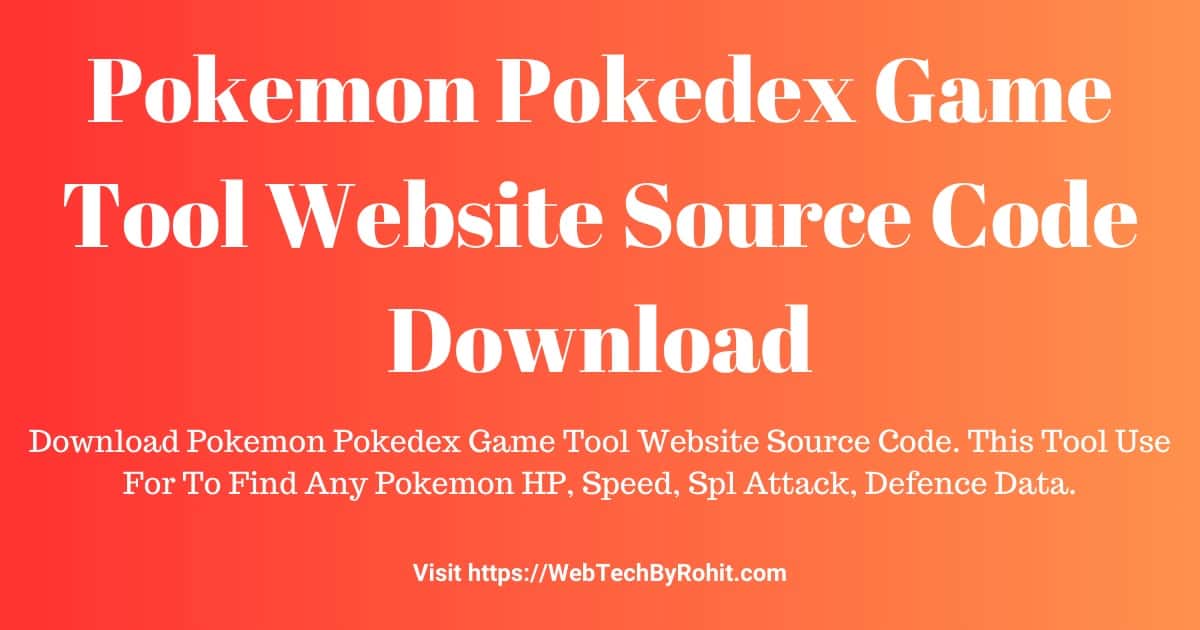 Pokemon Pokedex Game Tool Website Source Code