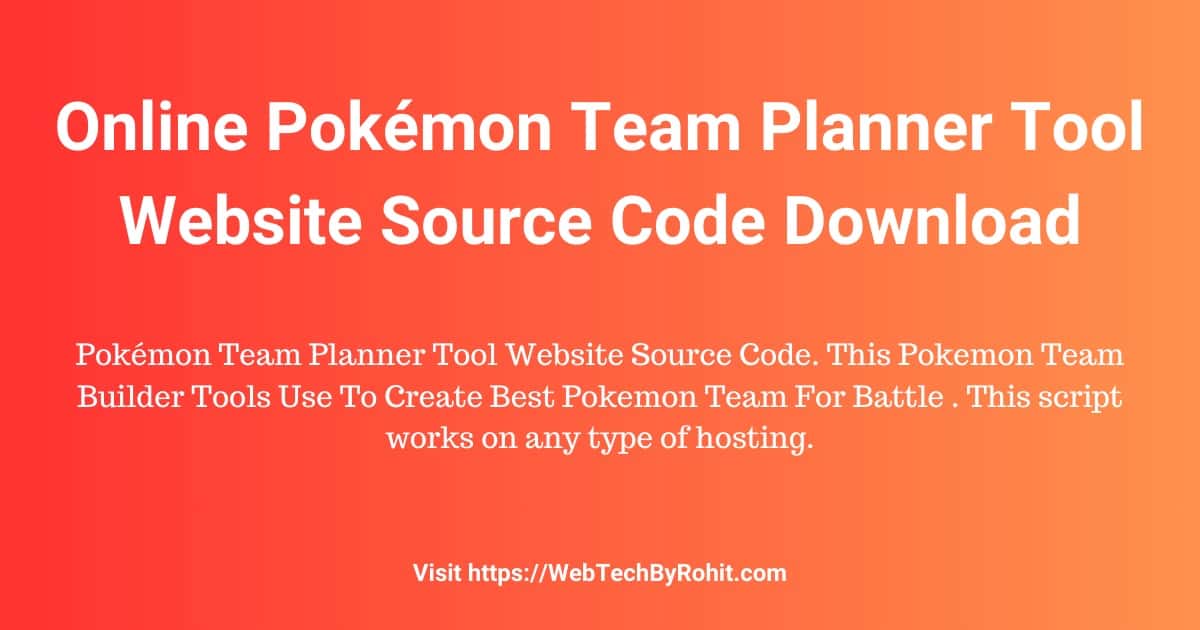 Pokémon Team Planner Tool Website Source Code